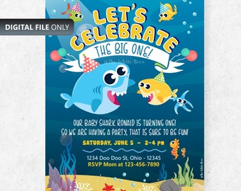 Shark Invitation / Shark Birthday Invitation for Boy / Girl - Any Age