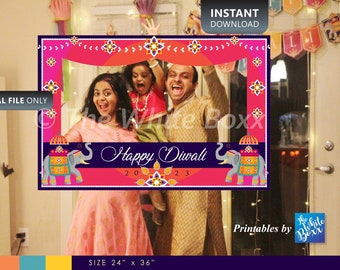 Happy Diwali Photo Booth Frame / Indian Festival Photo Props / Party Signs / Decoration - Digital file for Diwali Party