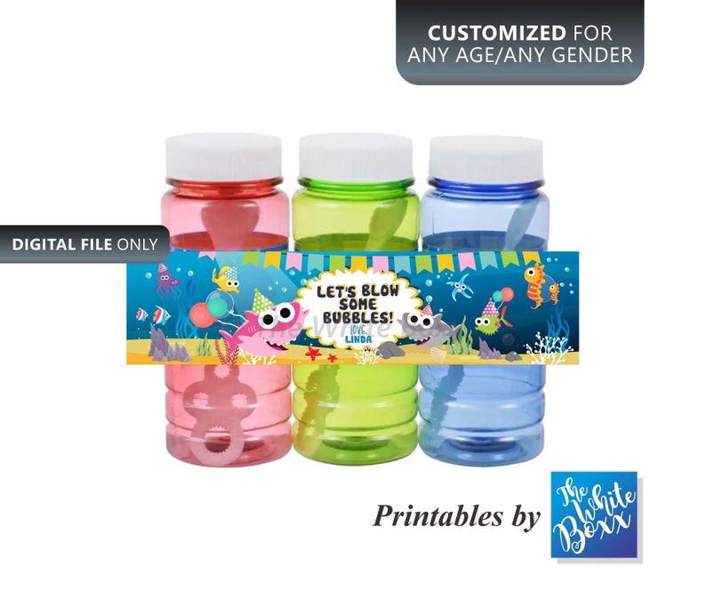 Baby Shark Bubble Bottle Labels / Bubble Stickers / Return Etsy
