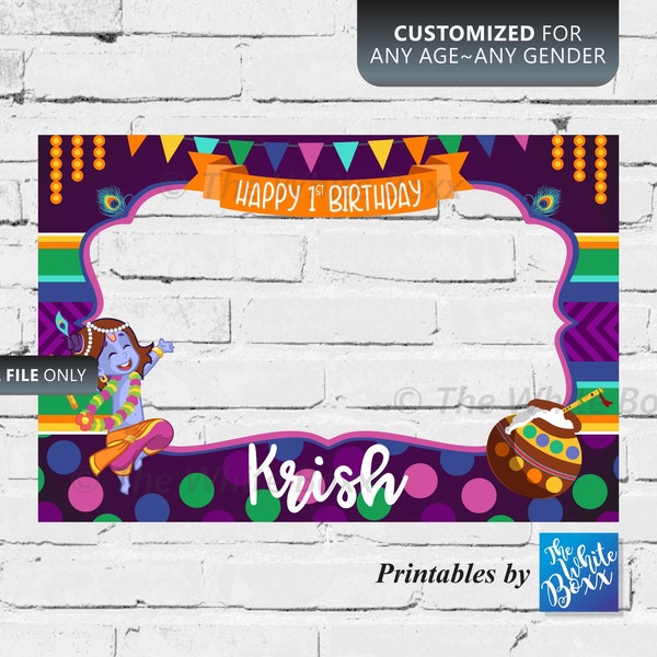 Krishna Photo Booth Frame, Birthday Props, Birthday Signs, Birthday Frames, Party for Birthday Boy or Baby Shower