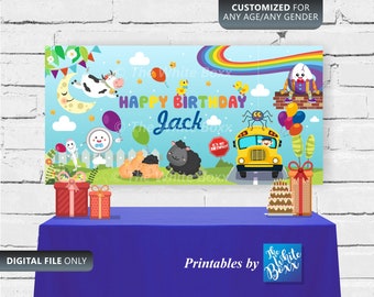 Nursery Rhymes Birthday Backdrop / Banner for birthday Boy / Girl / Twins - Any Age