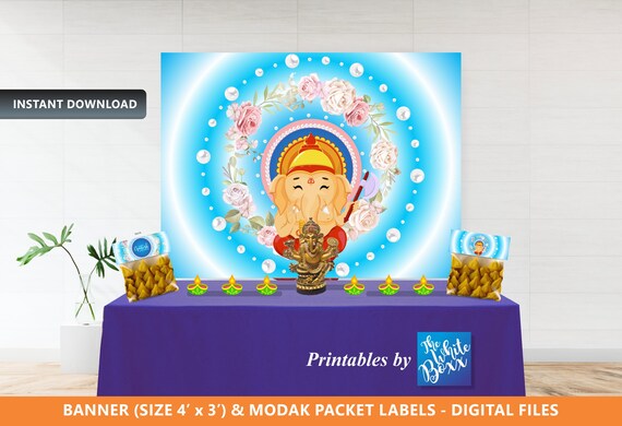 Ganesha Festival Backdrop / Ganpati Pooja Banner With Modak - Etsy