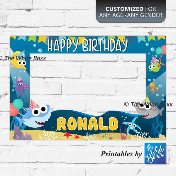 Baby Shark Photo Booth Frame, Birthday Props, Birthday Signs, Birthday Frames, Party for Birthday Boy / Girl or Baby Shower