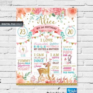 Oh My Deer Party Chalkboard / Baby Deer Milestone Poster / Woodland ...