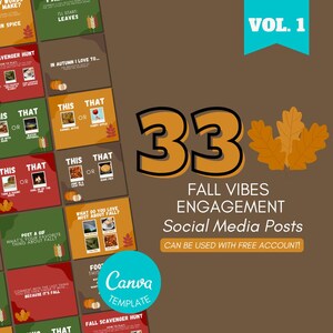 FALL Vibes Engagement Vol. 1 Posts, Facebook Group, Interactive Games, Canva Templates, Romance Author, Virtual, Leaves, Pumpkin, Apple