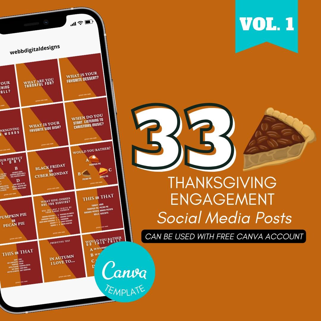 Thanksgiving Social Media Posts: Canva Engagement Template (digital Download) - Etsy