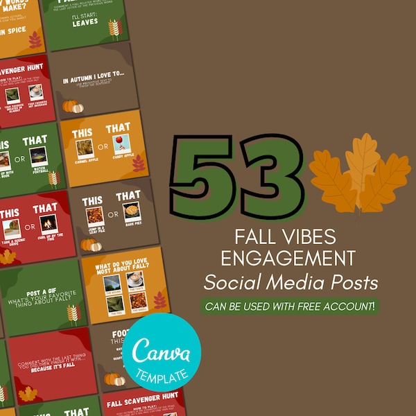 FALL / AUTUMN Vibes Engagement Posts for Facebook Group, Interactive Games, Canva FREE Templates, Romance Author, Virtual, Leaves, Pumpkin