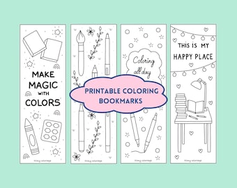 Segnalibri da colorare per adulti, libro da colorare in PDF stampabile, regalo per gli amanti della colorazione, colorazione misteriosa
