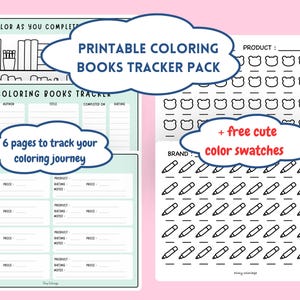 May include: Printable colouring book tracker pack with 6 pages to track your colouring journey. Includes a free cute colour swatches page with bear and pencil icons.