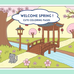 Printable Spring coloring pages for adults and teenagers, cozy coloring pages to download, relaxing coloring book, cute PDF, cute colorings