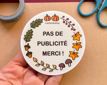 Round autumn "No Junk Mail" sticker, mailbox sticker, waterproof and UV-resistant sticker, eco-friendly "No Junk Mail" sticker