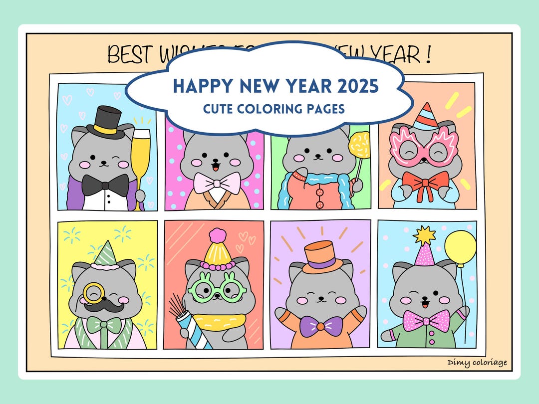 Happy New Year Coloring Pages for Adults, Cozy Relaxing Coloring Pages