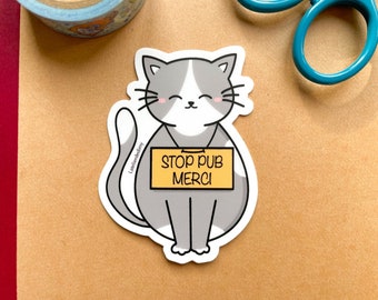 Cute STOP PUB sticker, cute cat sticker, mailbox sticker, anti UV exterior sticker, waterproof sticker