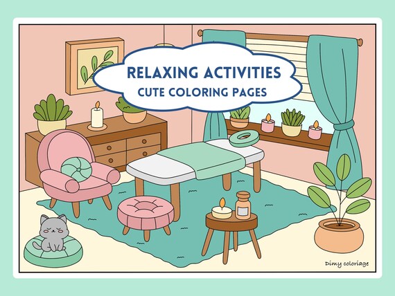 Coloriage kawaii pour adulte et enfant à imprimer, coloriage mignon anti stress, coloriage numérique à imprimer, livre de coloriage adulte