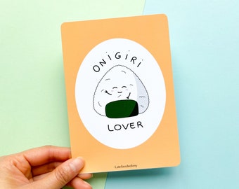 Onigiri illustrated card, office decoration poster, cute card, original handmade card, French stationery