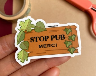 Small STOP PUB sticker for mailboxes, stop pub sign sticker, cute stop pub sticker, no advertising,