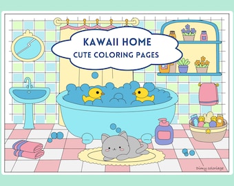 Kawaii-Malvorlagen für Erwachsene und Kinder zum Ausdrucken, niedliche Anti-Stress-Malvorlagen, digitale Malvorlagen zum Ausdrucken
