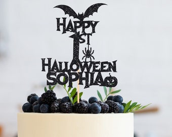 Personalised First Halloween Cake Topper / Baby's 1st Halloween Party Decoration / Happy Halloween Theme Birthday / Happy 1st Halloween