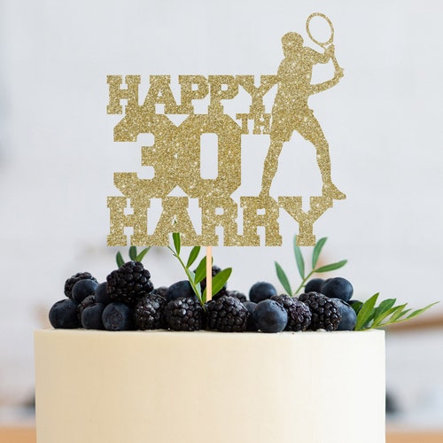 Personalised Tennis Birthday Cake Topper With Name and Age / Etsy UK