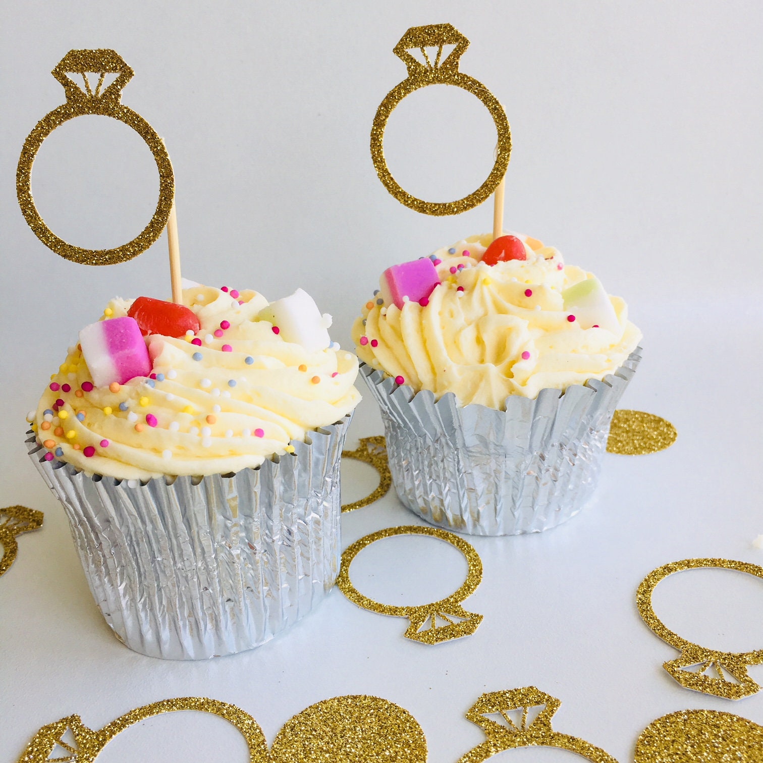 12 x Engagement ring cupcake toppers Hen party diamond ring Etsy