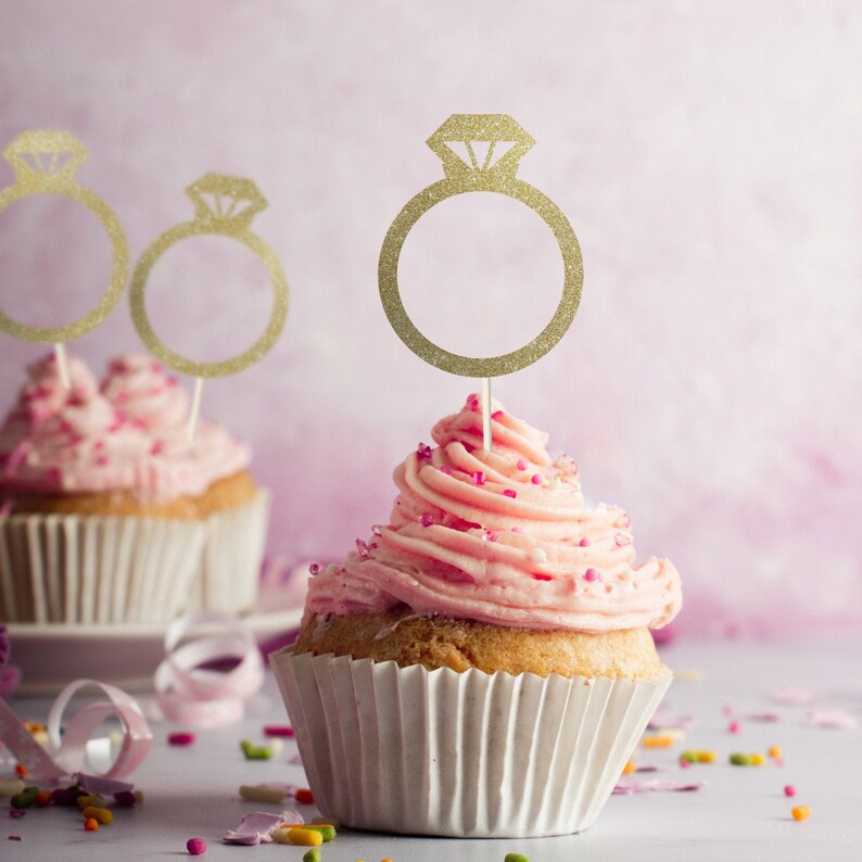 12 x Engagement ring cupcake toppers Hen party diamond ring Etsy