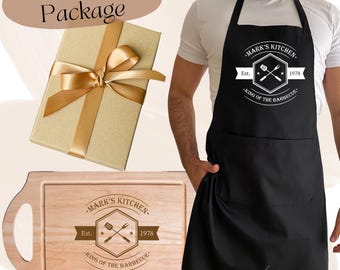 Personalized BBQ Apron & Board Gift Set for Dad