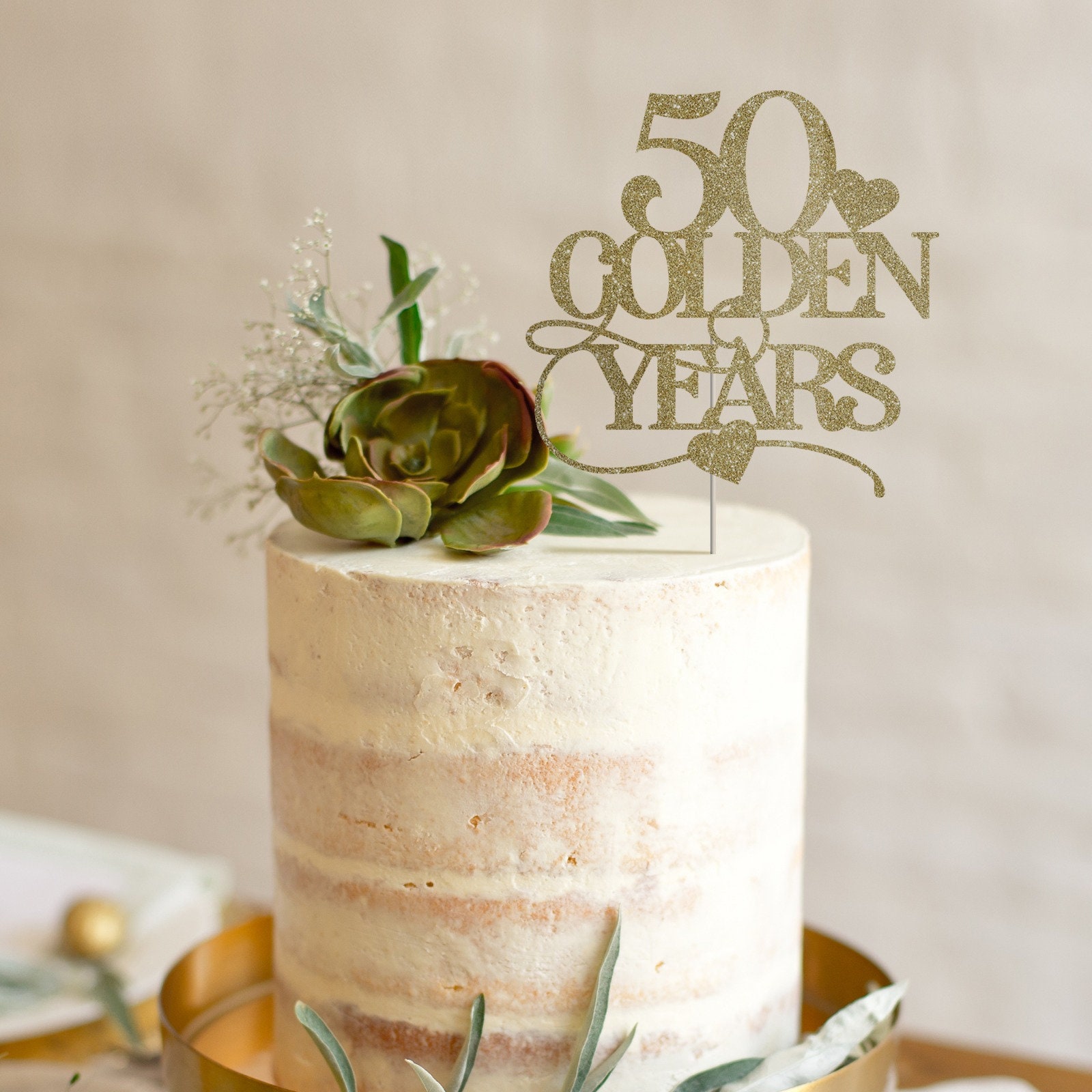 ▷ Topper para Tartas 50 Cumpleaños Oro - Envíos 24 horas ✓