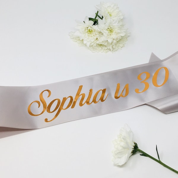 Birthday sash / Personalised name and age sash / 21st, 30th, 40th, 50th Luxurious Glitter Birthday Sash