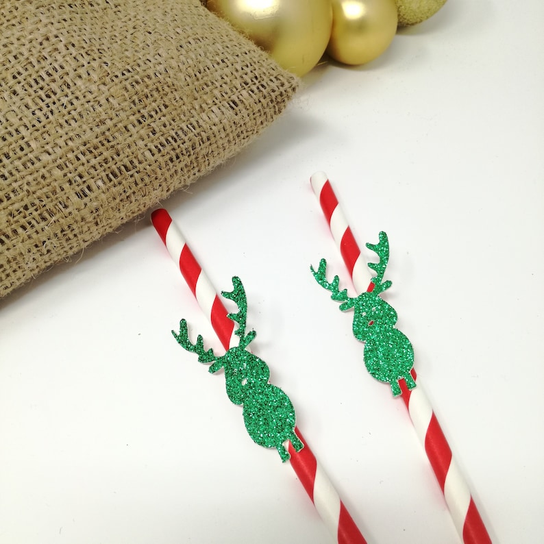 Silver stripe straws Ho ho ho funny Christmas straw Christmas decoration 10 pieces silver straw. Christmas table decoration Gold