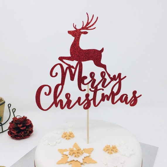 Christmas Cake Topper Reindeer. Christmas - Etsy Australia