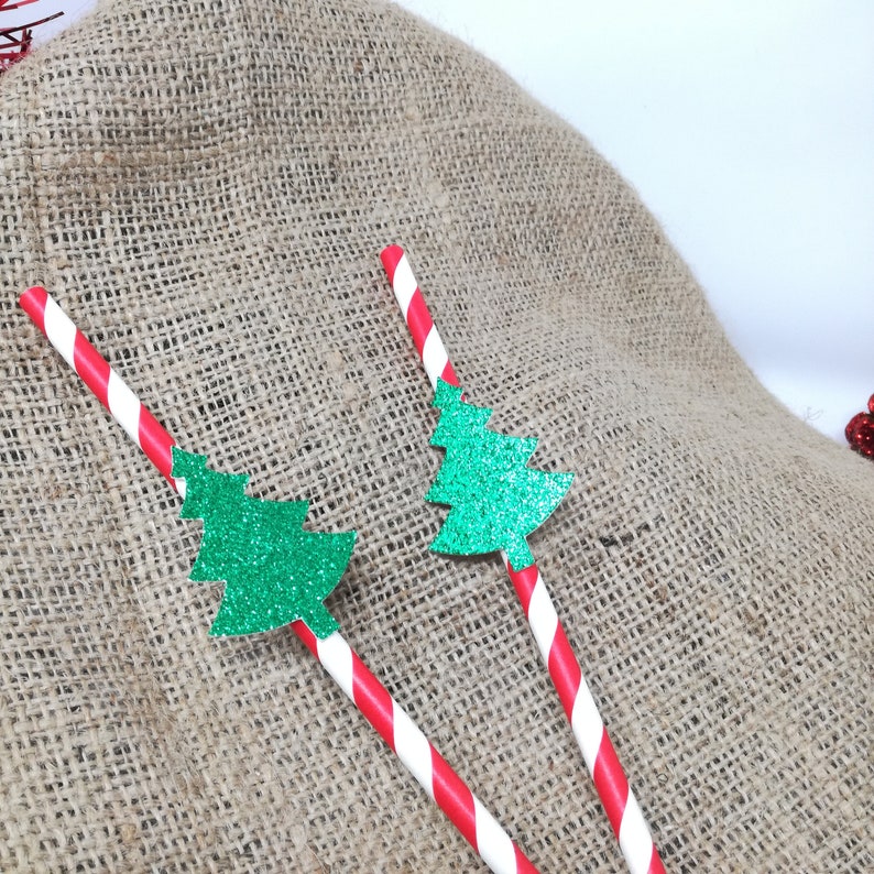 Silver stripe straws Ho ho ho funny Christmas straw Christmas decoration 10 pieces silver straw. Christmas table decoration Gold