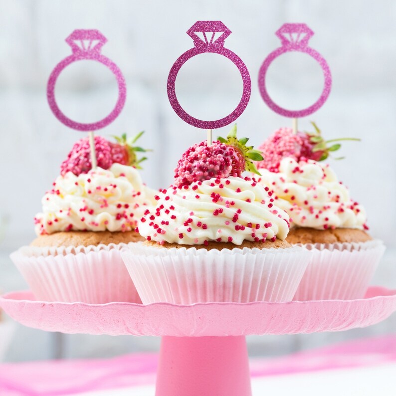 12 x Engagement ring cupcake toppers Hen party diamond ring Etsy