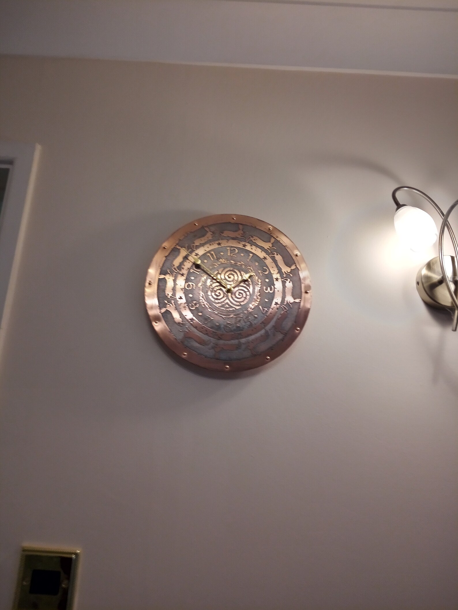 Large Copper Wall Clock With Hares and Triskele12 Etsy UK