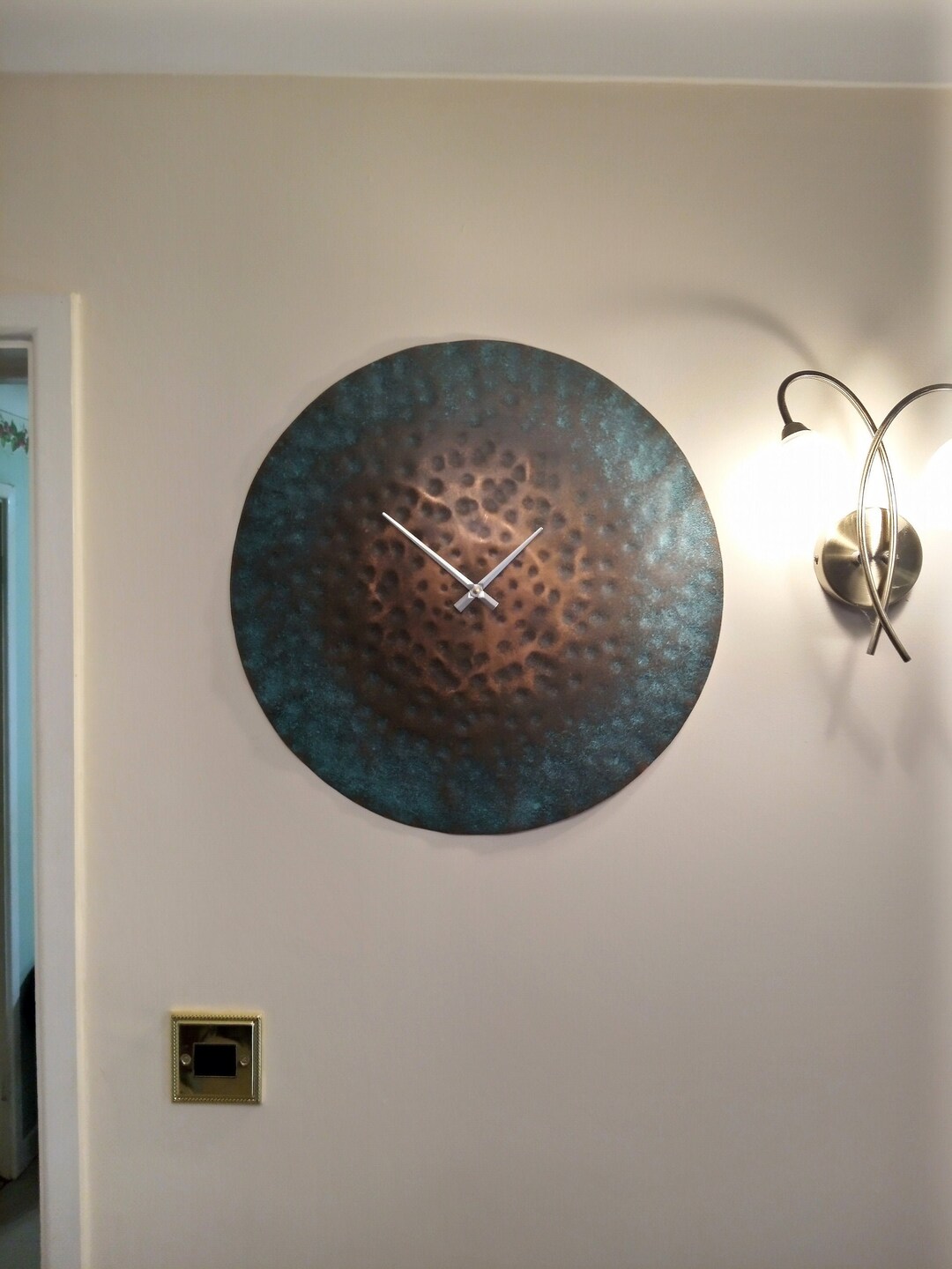 Large Copper Wall Clock 16/400mmhammered Verdigrisrusticlarge