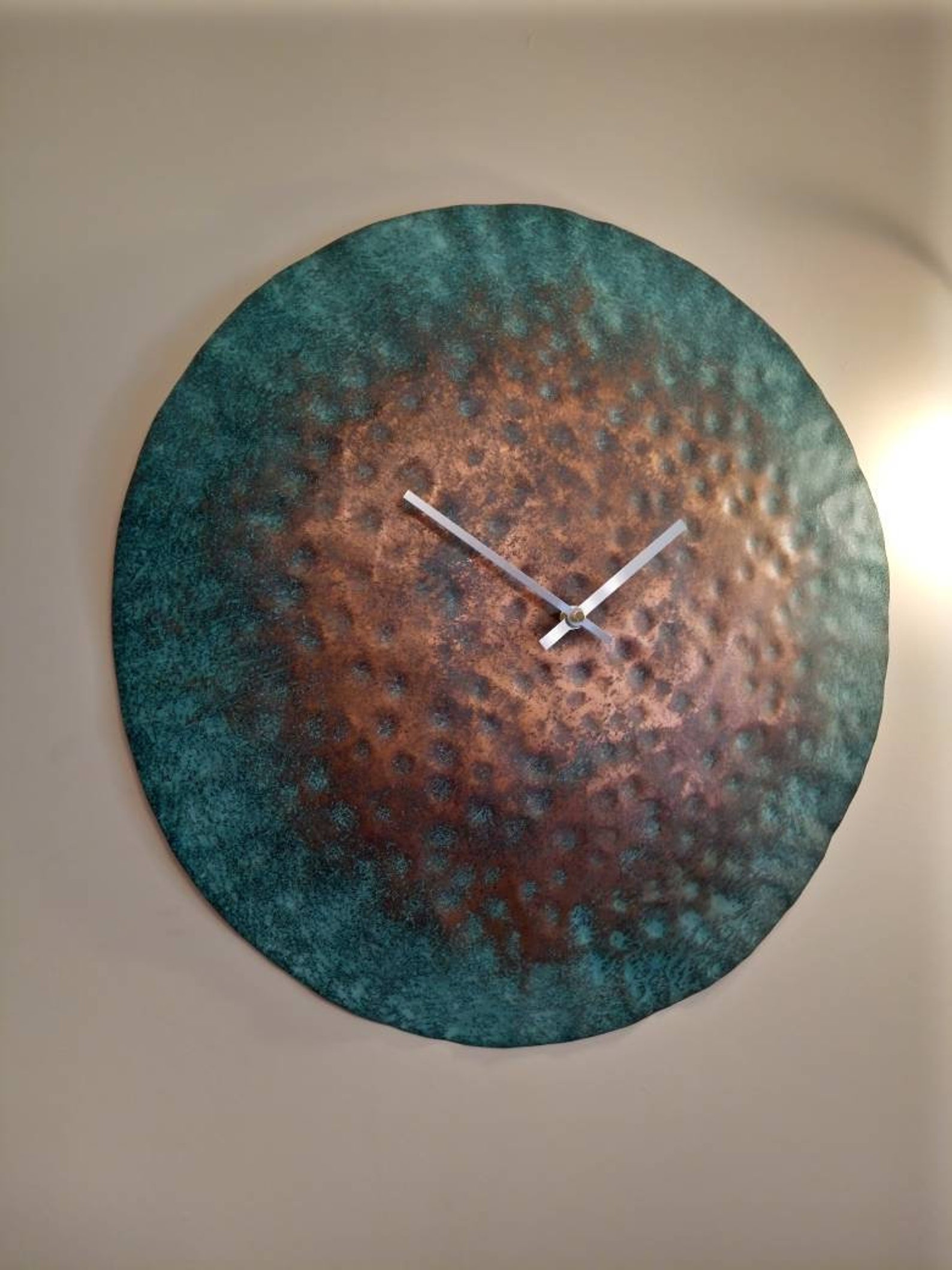 20 Wall Clock Extra-large Hammered Verdigris Copper - Etsy