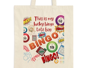Lucky Bingo Cotton Canvas Tote Bag: Gift for Bingo Lovers