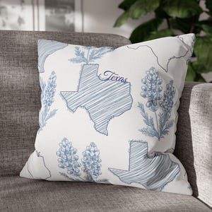 Texas Bluebonnet Floral Design, Square Pillowcase, Home Decor Accent, Throw Pillow Cover, Gift for Nature Lover, Spun Polyester Cushion Case