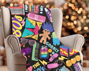 80s Retro Icons How Many Do You Recognize Blanket | Velveteen Plush