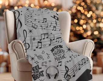 Music Lover Blanket Velveteen Plush Blanket | Teacher or Player themed music design