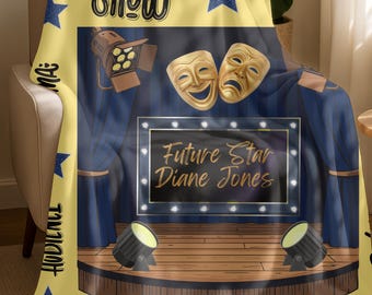 Personalized Theatre Future Star Velveteen Plush Blanket | Drama, Showtime, Stars