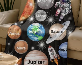Solar System Planets Velveteen Plush Blanket