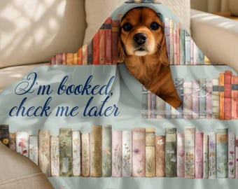 Book Lover Velveteen Plush Blanket, Reading Gift, Rows of Shelves Cozy Throw, Booked Check Me Later, Library Decor