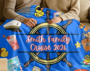 Cruise Icons Family Name Blanket Velveteen Plush Blanket | Personalized Cruise 2026