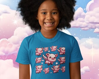 Flying pigs on toddler tshirt, cute flying pigs on tshirt for your little pig lover