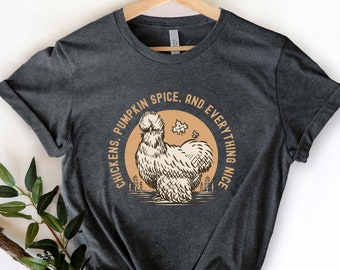 Chickens & Pumpkin Spice Tee, Chicken Mom Tee, Chickens And Coffee, Farm Girl Tee. Chicken Mama Tee