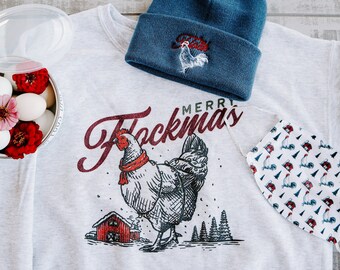 Merry Flockmas Chicken Sweatshirt, Winter Chicken Shirt, Fall Chicken SweatShirt, Cute Chicken Shirt, Chicken Lover Sweatshirt, Chicken Love