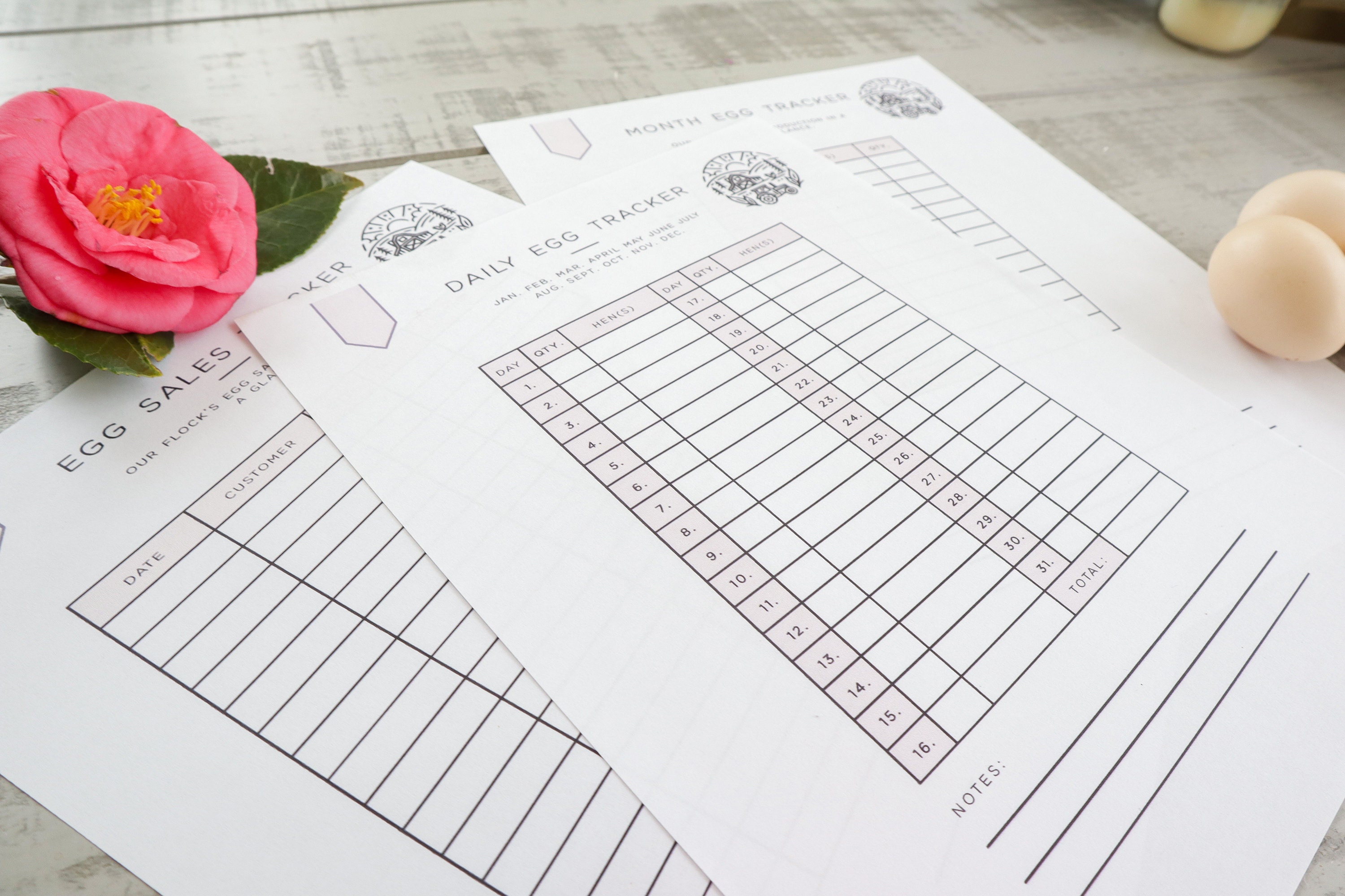 Printable Egg Tracker Bundle, Egg Sales Tracker, Flock Egg Tracker