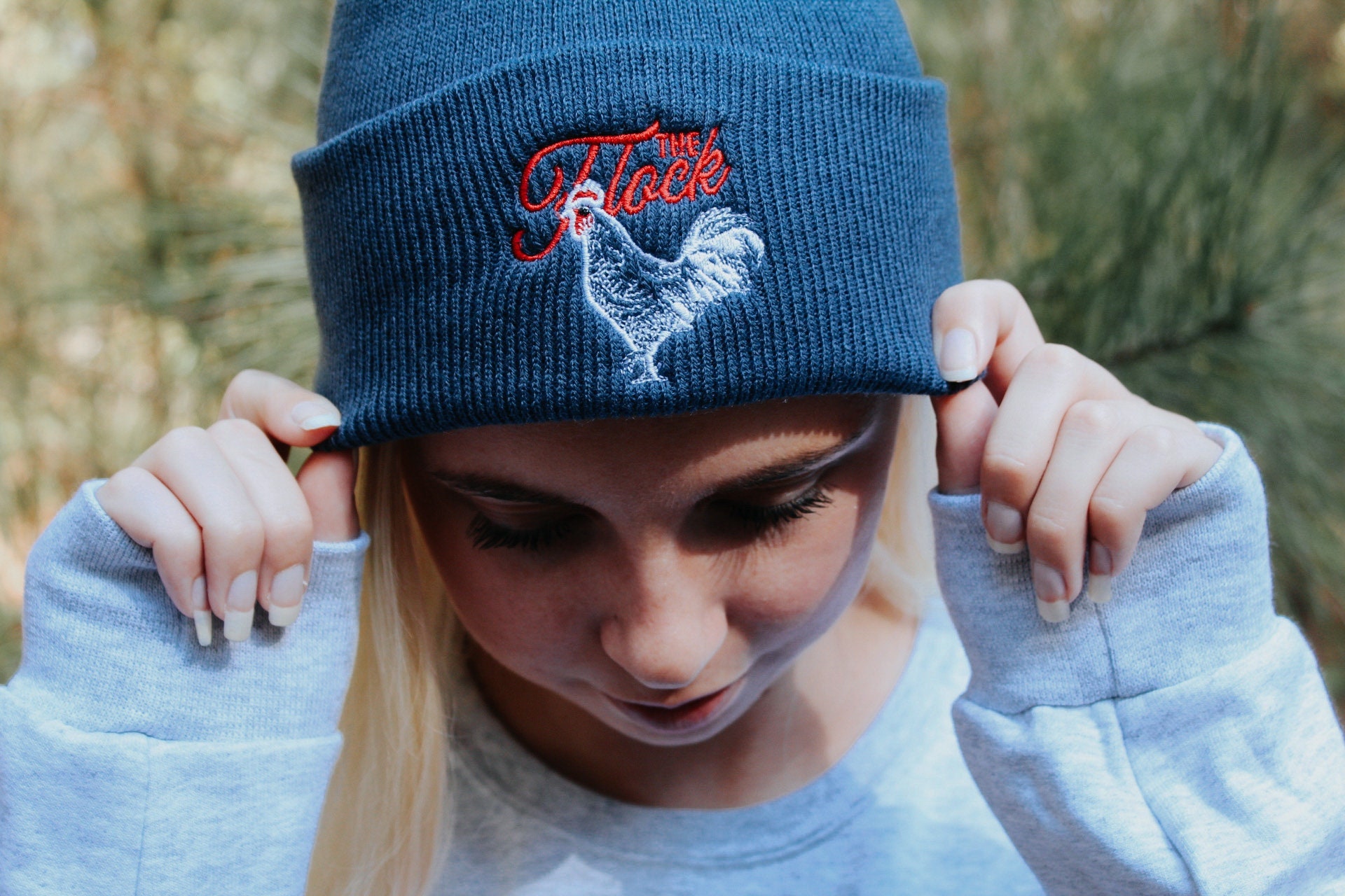 Embroidered Knit Chicken Beanie Unisex 