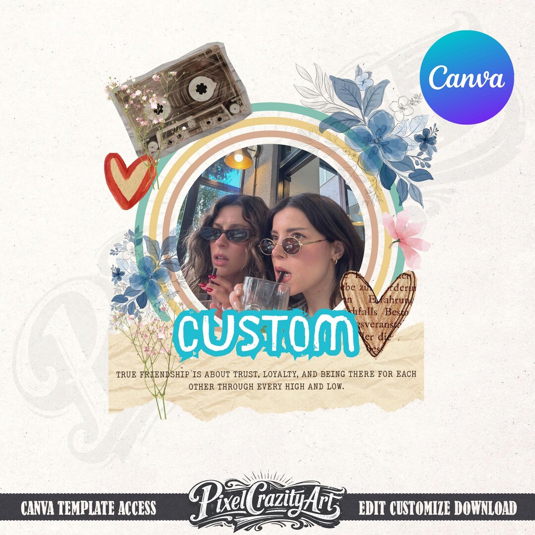 Editable Best Friend Canva Template, Custom Friendship Photo Collage ...