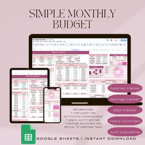 Plantilla de presupuesto de Google Sheets • Seguimiento de gastos, ahorros y deudas • Seguimiento de tarjetas de crédito • Hoja de cálculo de presupuesto mensual